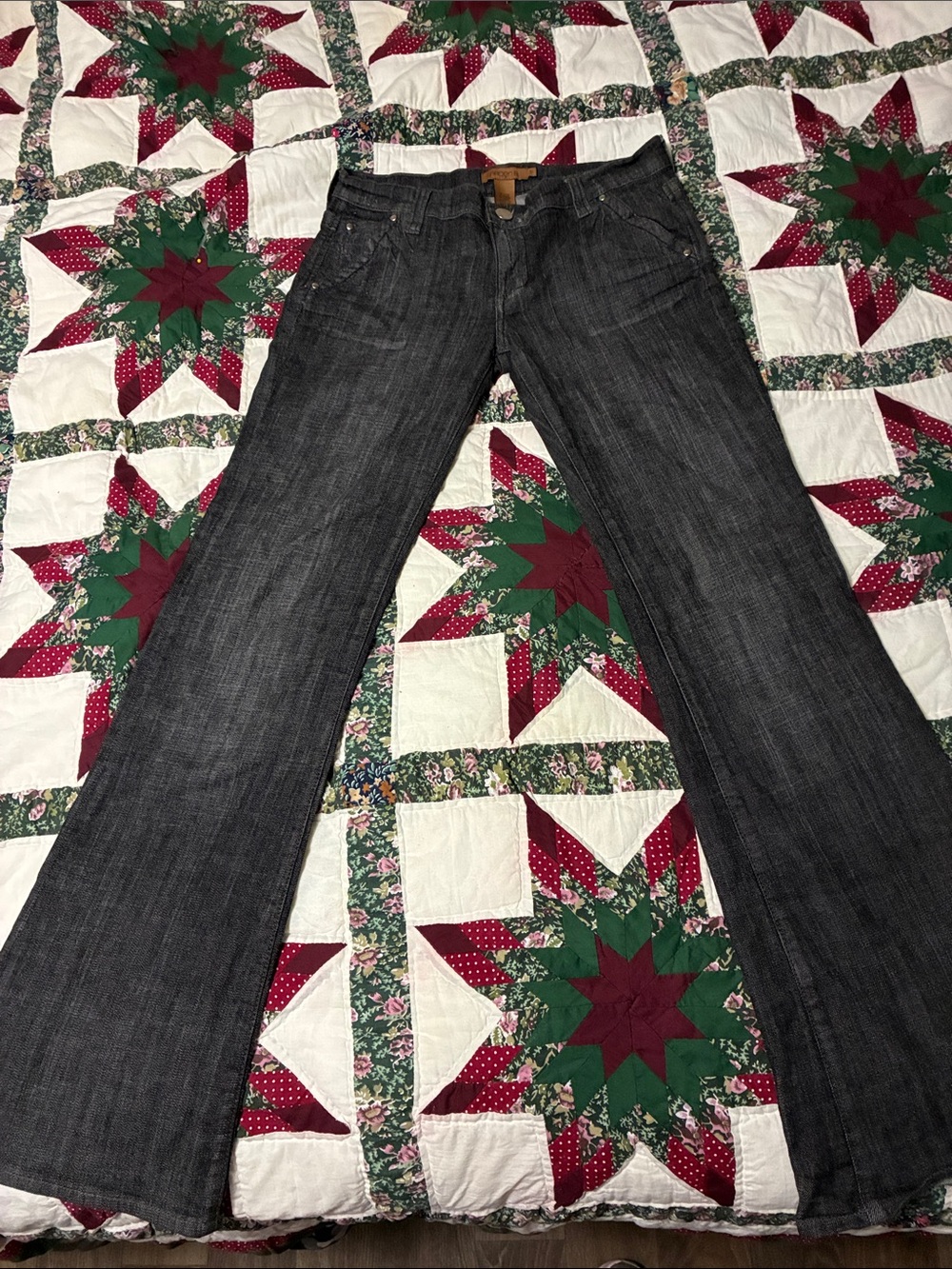 Arden B Dark Gray Wide-Leg Flare Jeans